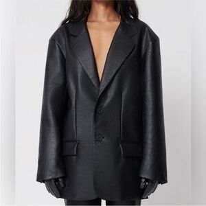 Khy Faux Leather Oversized Blazer